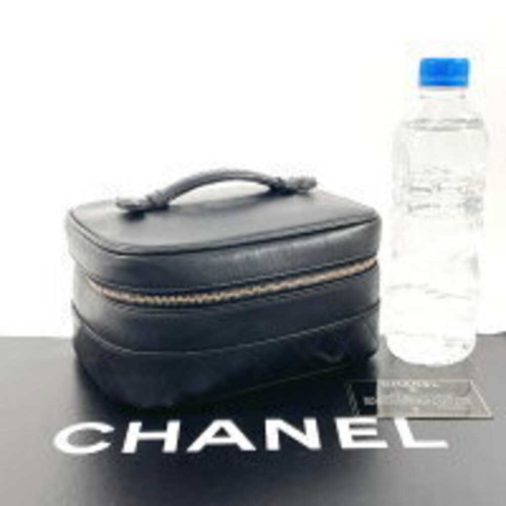 Chanel Lambskin Bicolore Vanity Handbag Black